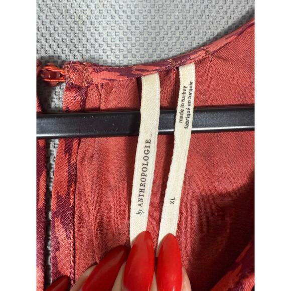 Anthropologie Red Ikat Wide Leg Smocked Waist Jumpsuit XL - Picture 5 of 5